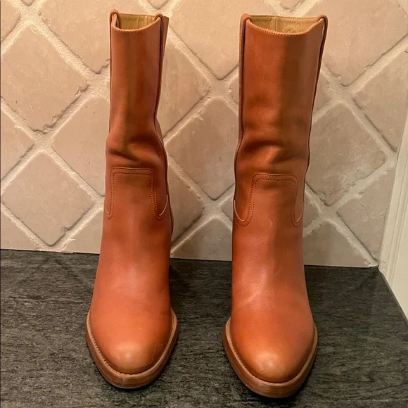 Celine Mid-Calf Boots in Cognac Leather - Picture 1 of 10